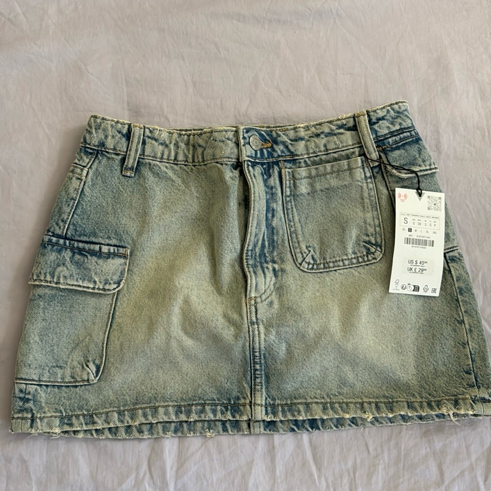 Zara Demin Cargo Skirt TRF
